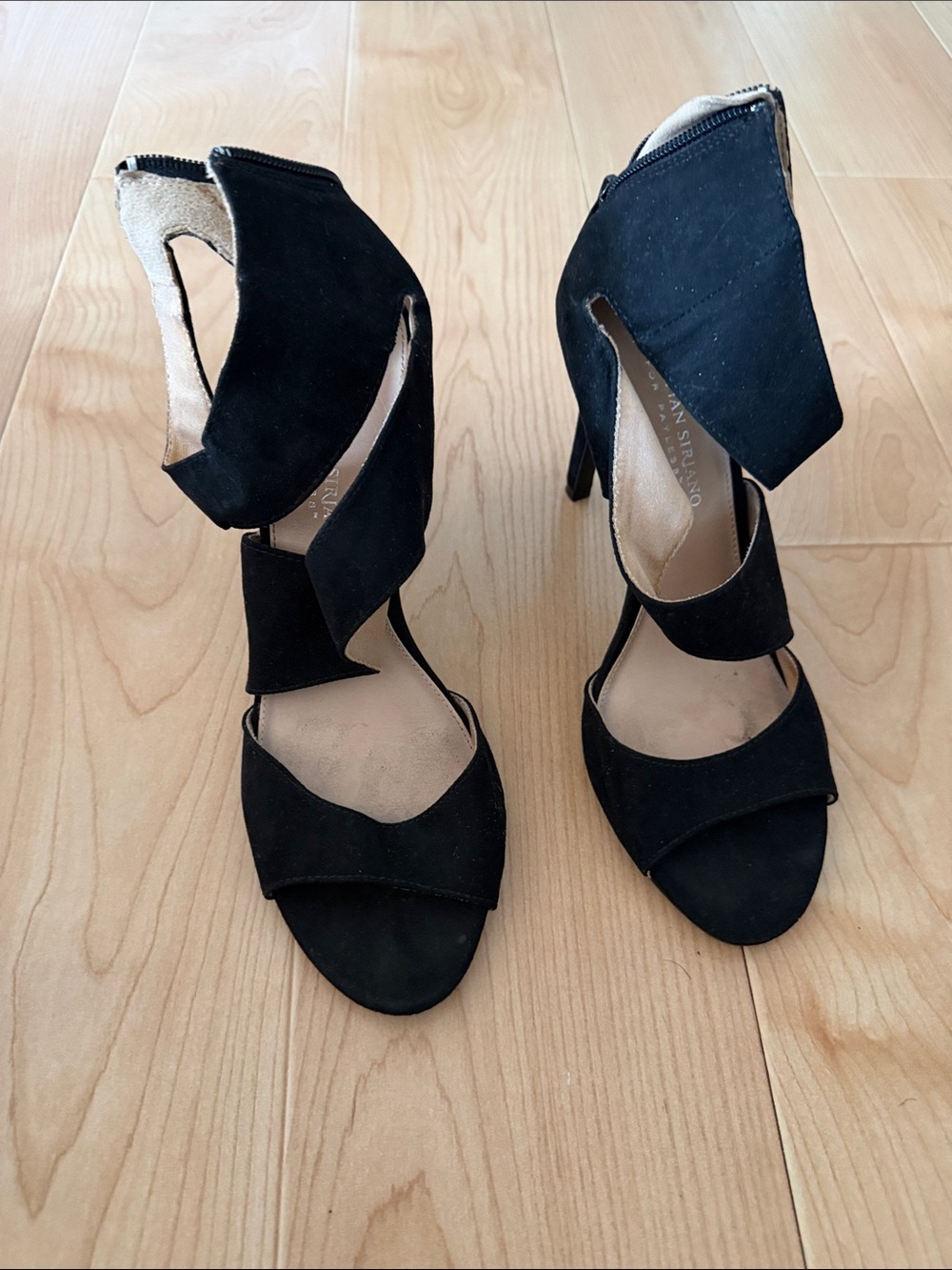 Black Suede Strappy High Heel Sandals - Unbranded